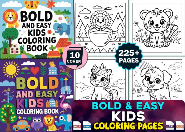 Bold and Easy Bundle Coloring Book Pages - Image 8